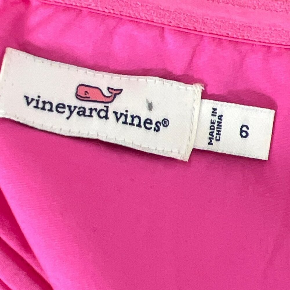 VINEYARD VINES Embroidered Eyelet Fish Strapless Dress Pink Sz 6 EUC - Picture 6 of 7